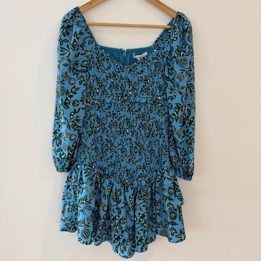 Likely Blue Floral Smocked Mini Dress | NWT Size XS